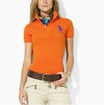 polo ralph lauren cotton t-shirt 2013 retail high collar femmes france big pony lq orange purple